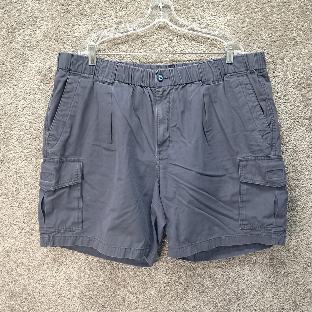 Tommy Bahama Mens Gray Cotton Cargo Shorts Elastic Drawstring Waist 2XLB 7732
